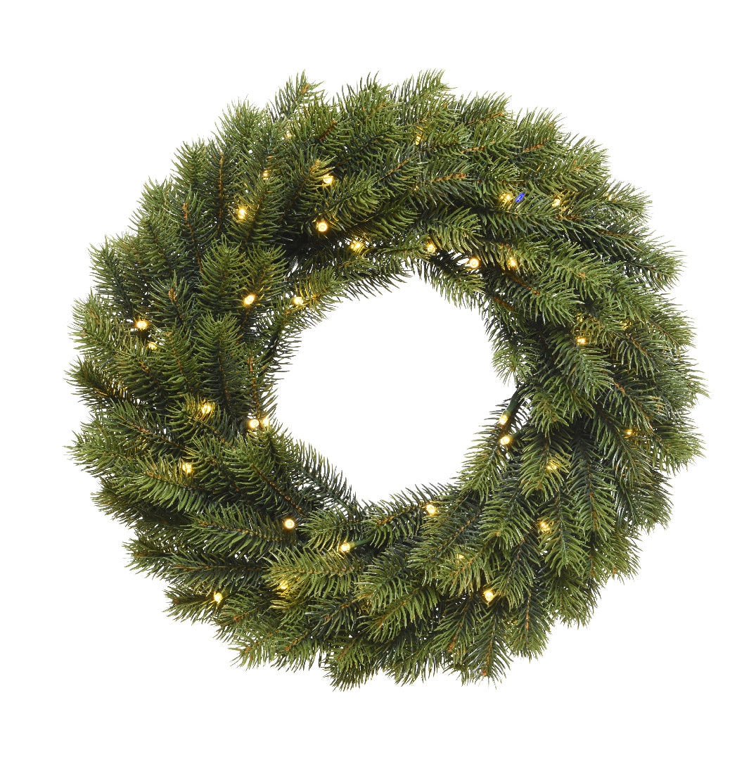 Naturtro julekrans med lys