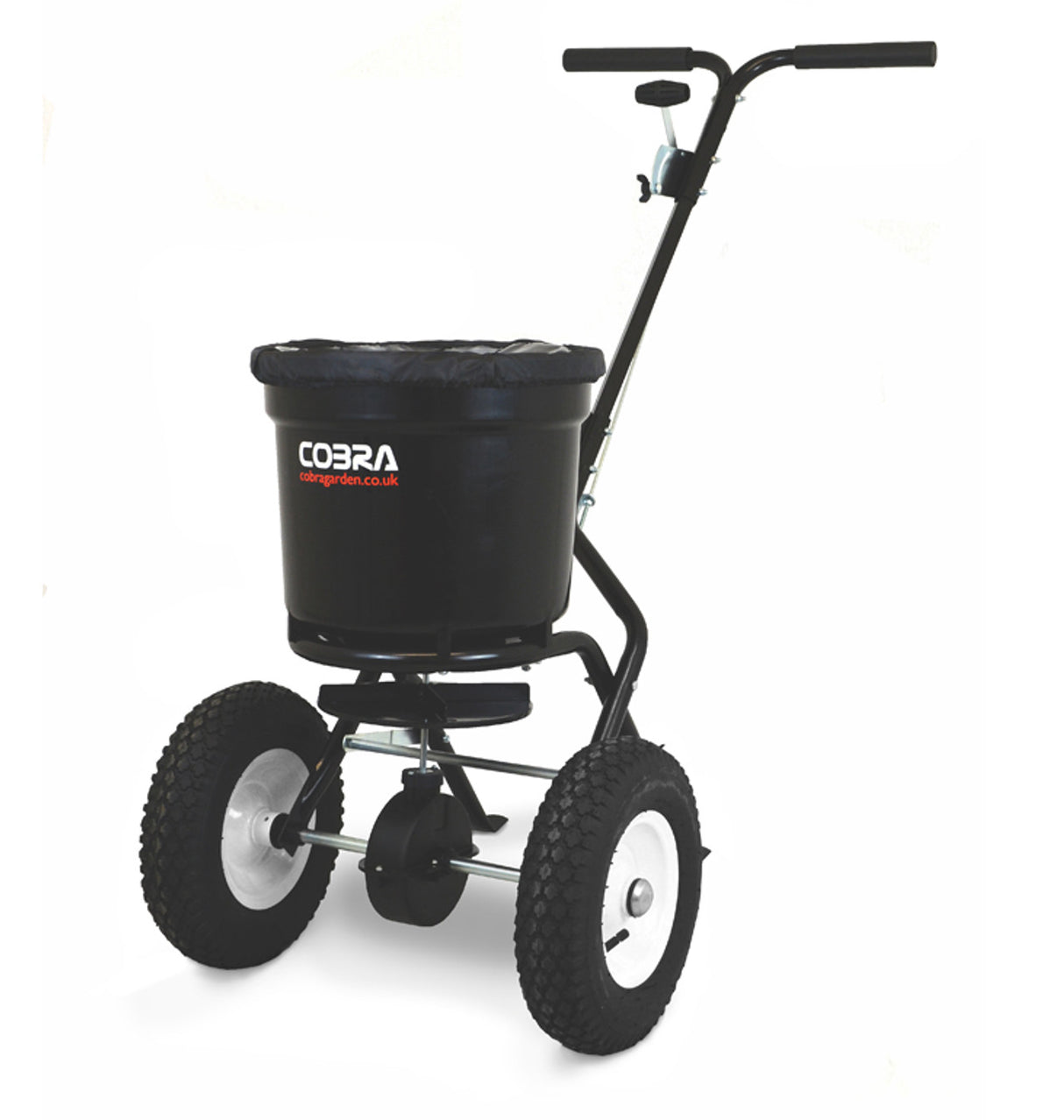 Gjødselspreder på 22 liter og luft i hjulene