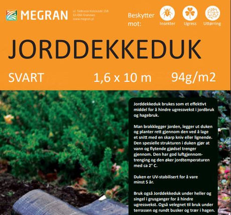 Jorddekkeduk 1,6x10m 94g/m2
